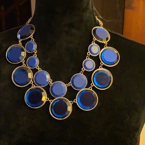 Blue statement necklace w/concentric circles